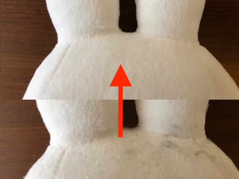 洗濯せずにぬいぐるみの汚れを落とす実験後1