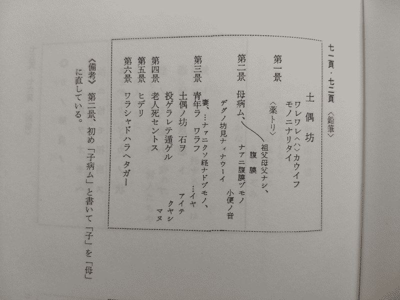 「雨ニモマケズ手帳」の「土愚坊(デクノボウ)」の手記の解説ページ