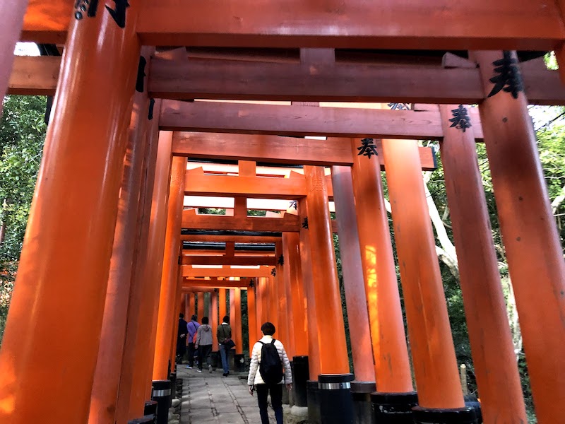 伏見稲荷大社の千本鳥居で人が少なくなってきた